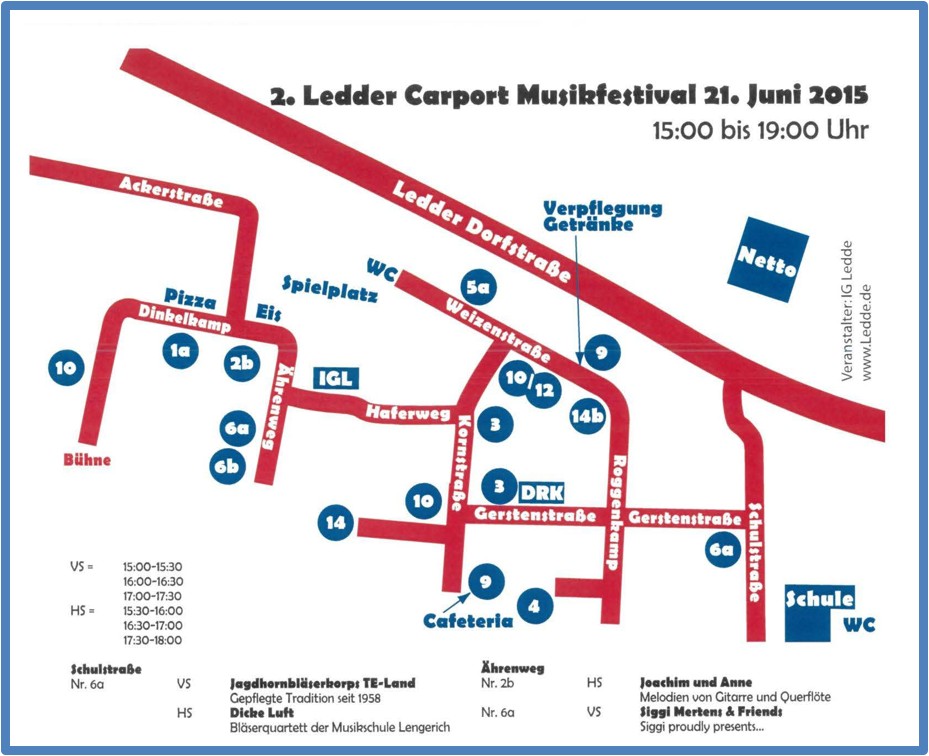 Map of the music festival in Ledde.