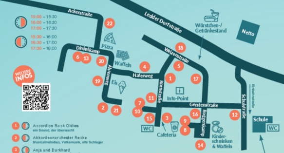 Map of music festival in Ledde.