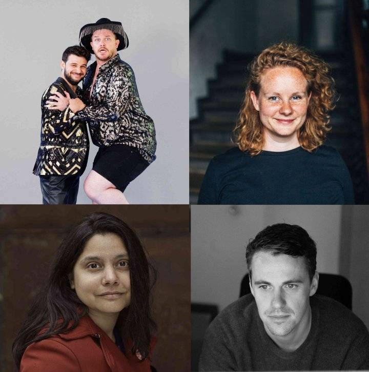 Von links oben nach rechts unten: Çakey Blond (Foto © Alexander Schneider); Franziska Winkler (Foto © Valeska Hoischen); Mithu Sanyal (Foto © Regentaucher); Andreas Bülhoff (© Kirchlechner) hauskuenstlerinnen