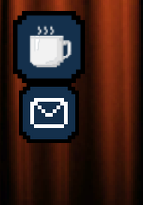 Menü mit Kaffeetasse und Briefsymbol